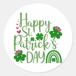 Lucky Vibes – Happy St. Patrick’s Day! 🍀✨ Classic Round Sticker