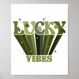 Lucky Vibes Retro St Patricks Day Irish Shamrock T Poster