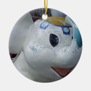 Lucky Vintage Amusement Park Elephant  Ride Ceramic Ornament