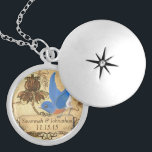 Lucky Vintage Bluebird Wedding Anniversary Silver Plated Necklace<br><div class="desc">Keepsake Necklaces Choose either Silver Plated Gold Finish or Sterling Silver Unique Personalized Custom Anniversary Gift Wedding Keepsake Wedding Party Necklaces - to change background colour - click customize - click edit - choose last tool in drop down menu and choose from one of the colours shown or enter your...</div>