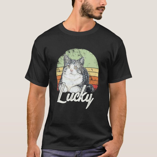 Lucky Vintage Cat Graphic T-Shirt (Front)