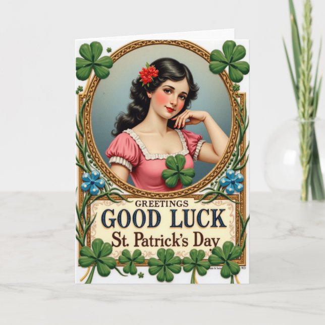 Lucky Vintage Greetings Day Card (Front)