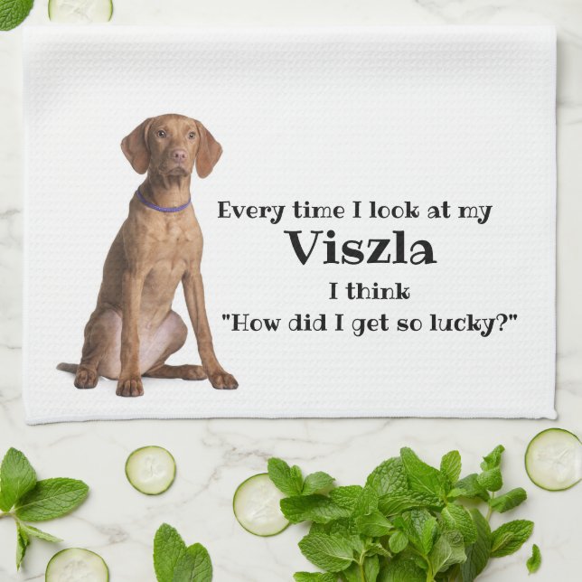 Lucky Vizsla Kitchen Towel (Folded)