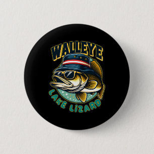 Lucky Walleye Lake Lizard Fishing  2 Inch Round Button