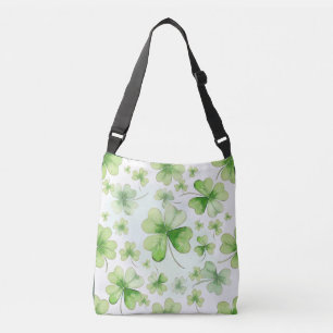 Lucky Watercolor Four Leaf Clover Irish Mom Dad Crossbody Bag