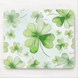Lucky Watercolor Four Leaf Clover Irish Mom Dad Mouse Pad