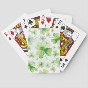 Lucky Watercolor Four Leaf Clover Irish Mom Dad Playing Cards