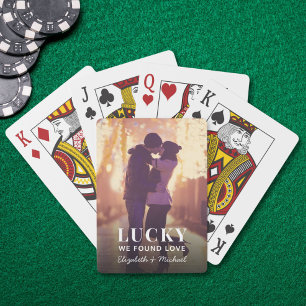 Lucky We Found Love Custom Photo Playing Cards