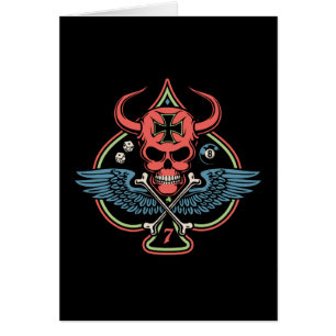 Lucky Winged Maltese Devil Skull of Spades