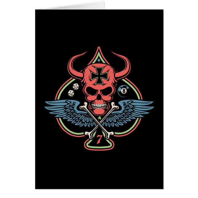 Lucky Winged Maltese Devil Skull of Spades (Front)