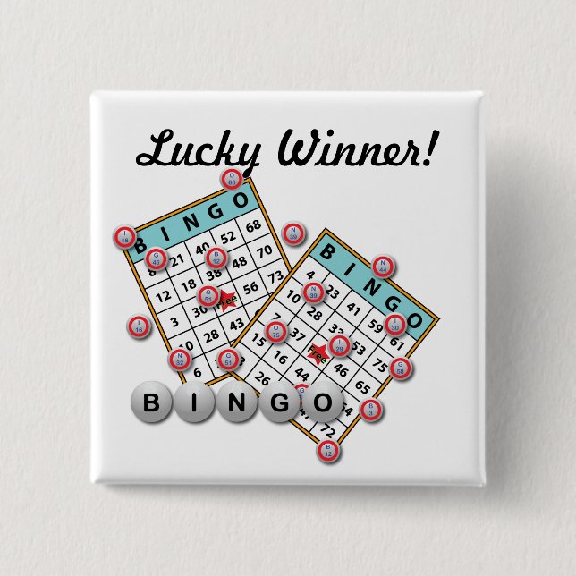 Lucky Winner Bingo Theme 2 Inch Square Button (Front)