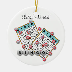 Lucky Winner Bingo Theme Dedication Ceramic Ornament