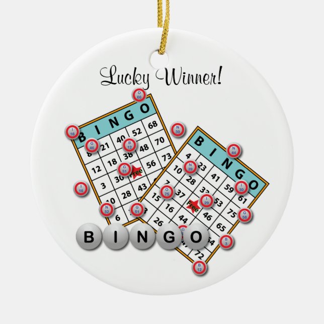 Lucky Winner Bingo Theme Dedication Ceramic Ornament (Front)