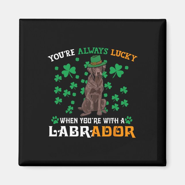 Lucky With A Chocolate Labrador Dog St Patricks Da Magnet (Front)
