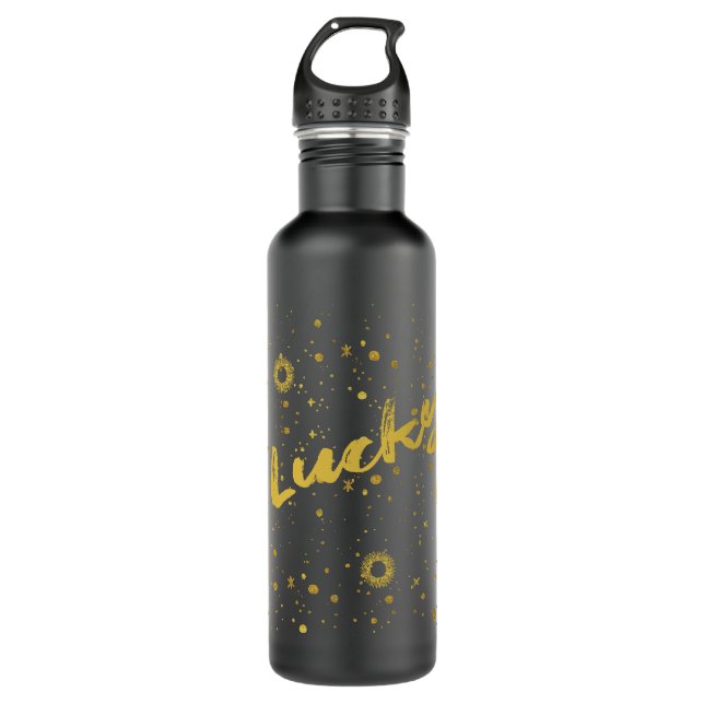 Lucky with Stars and Suns Water Bottle (Front)