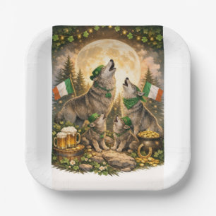 Lucky Wolf Pack – St. Patrick’s Day Family Howling Paper Plate