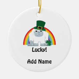 Lucky Yeti Leprechaun Ceramic Ornament