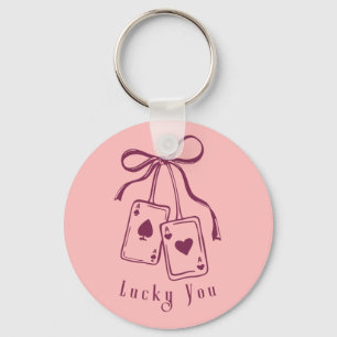 Lucky you cards bow trendy keychain