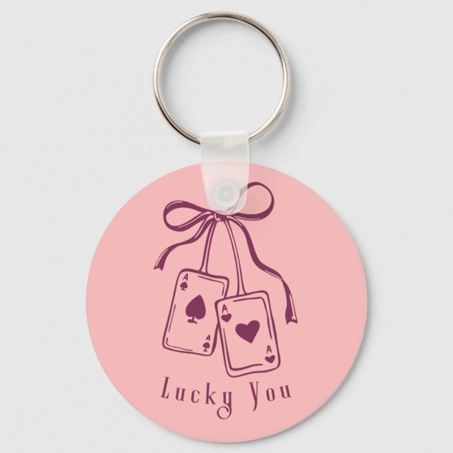 Lucky you cards bow trendy keychain (Front)