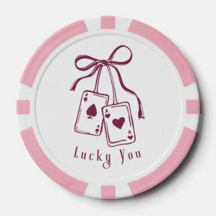 Lucky you cards bow trendy poker chips