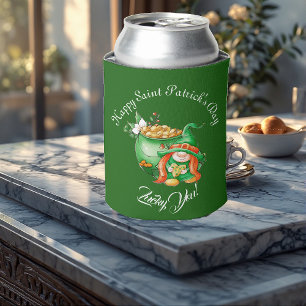 Lucky You Gnome Saint Patrick's Day Pot Of Gold   Can Cooler