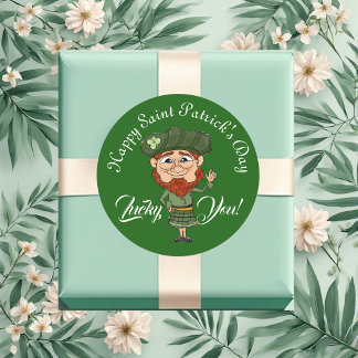 Lucky You Leprechaun Elf Happy Saint Patricks Day Classic Round Sticker