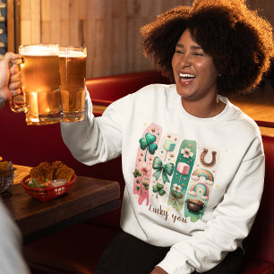 Lucky You Personalized Green and Pink Women’s Sweatshirt