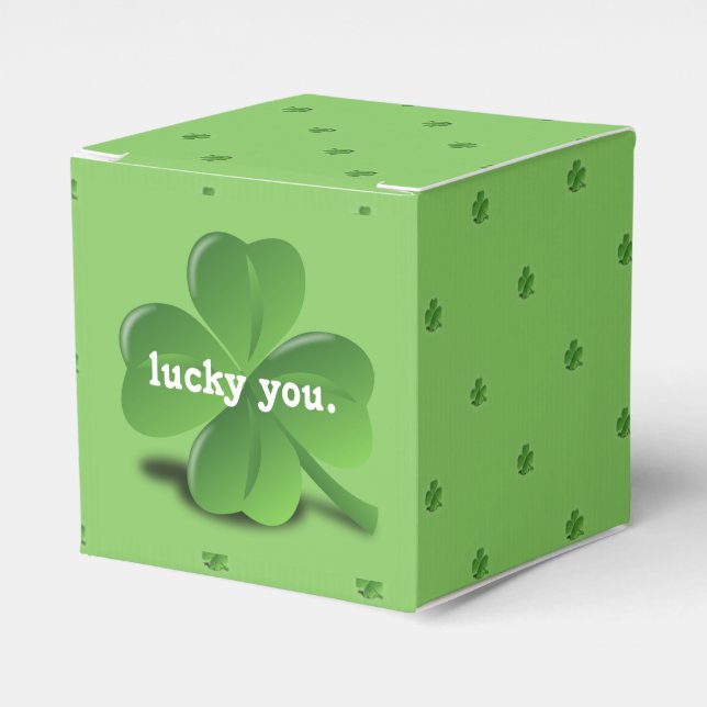 “Lucky You” Shamrock St. Patrick's Day Favor Box (Front Side)