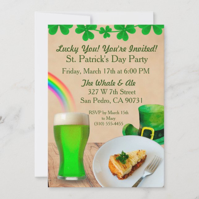 Lucky You, You're Invited St. Patrick's Day evite Invitation (Front)