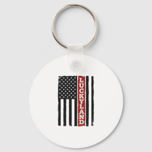 Luckyland Vertical Patriotic Flag Vintage Keychain