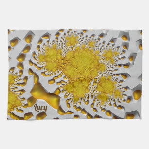 LUCY ~ 3D Golden Lava ~ Fractal ~ ORIGINAL ~ Kitchen Towel