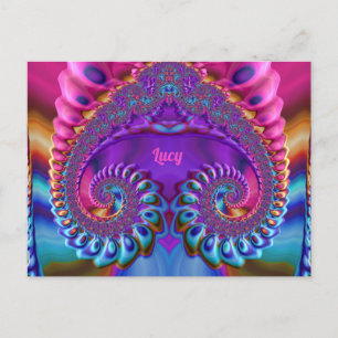 LUCY ~ Carte postale brillante 3D rose bleu violet