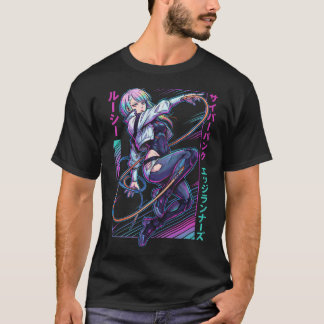 Lucy Cyberpunk Edgerunners Red Purple Eyes Street  T-Shirt