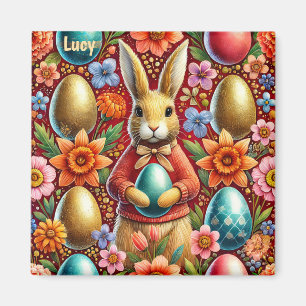 LUCY ~ Easter Bunny and Eggs ~  Magnet