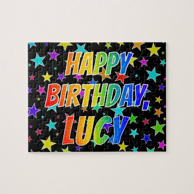 "LUCY" First Name, Fun "HAPPY BIRTHDAY" Jigsaw Puzzle (Horizontal)
