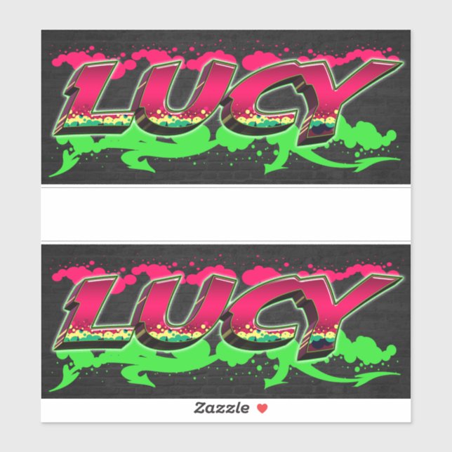 Lucy First Name Graffiti Sticker (Sheet)