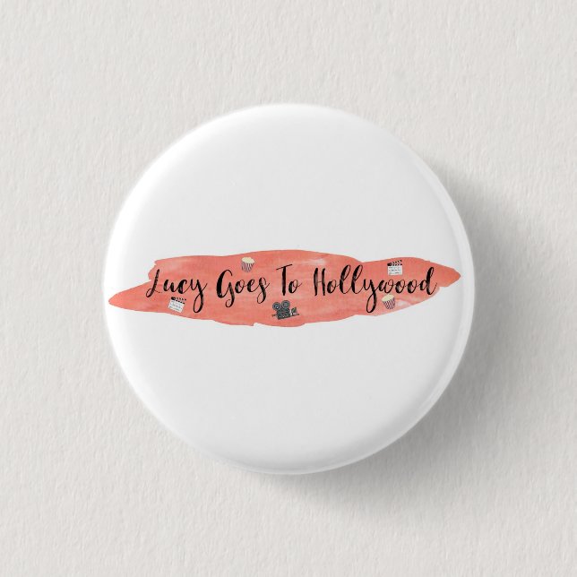 Lucy Goes To Hollywood Logo Badge 1 Inch Round Button (Front)