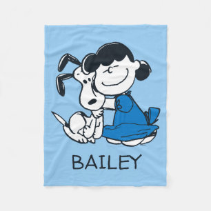 Lucy Hugging Snoopy Fleece Blanket