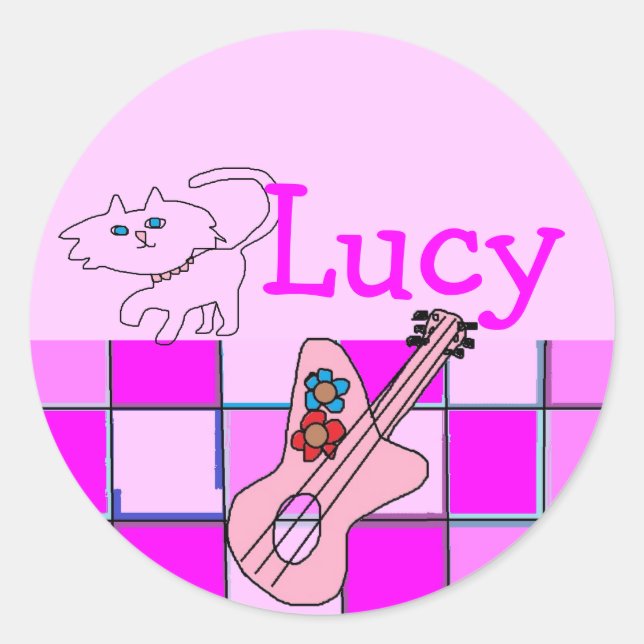 Lucy kitten guitar stickers (Front)