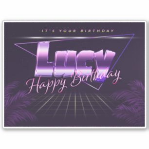 Lucy Name First name lila retro Sticker Birthday