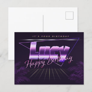 Lucy Name Vorname lila Postkarte Geburtstag Postcard