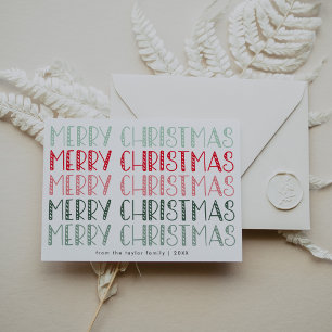 LUCY Red Green Cute Fun Family Merry Christmas Holiday Card