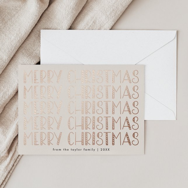 LUCY Rose Gold Foil Fun Family Merry Christmas Foil Holiday Card (LUCY Rose Gold Foil Fun Family Merry Christmas Foil Holiday Card)