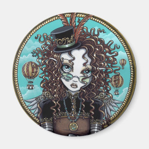 "Lucy" Steam Punk Air Balloon Fairy Art Magnet