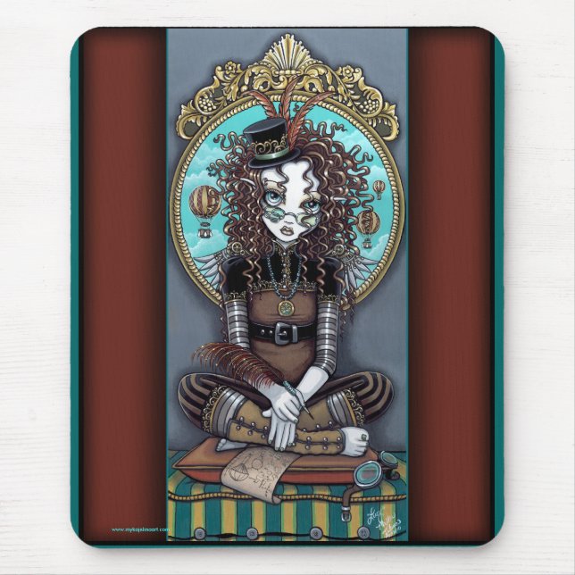 "Lucy" Steam Punk Air Balloon Fairy Art Mousepad (Front)