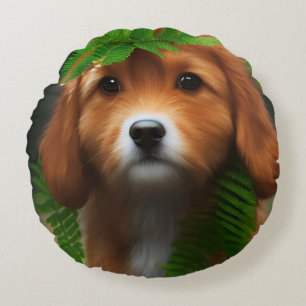 Lucy The Labrador Puppy, Round Pillow