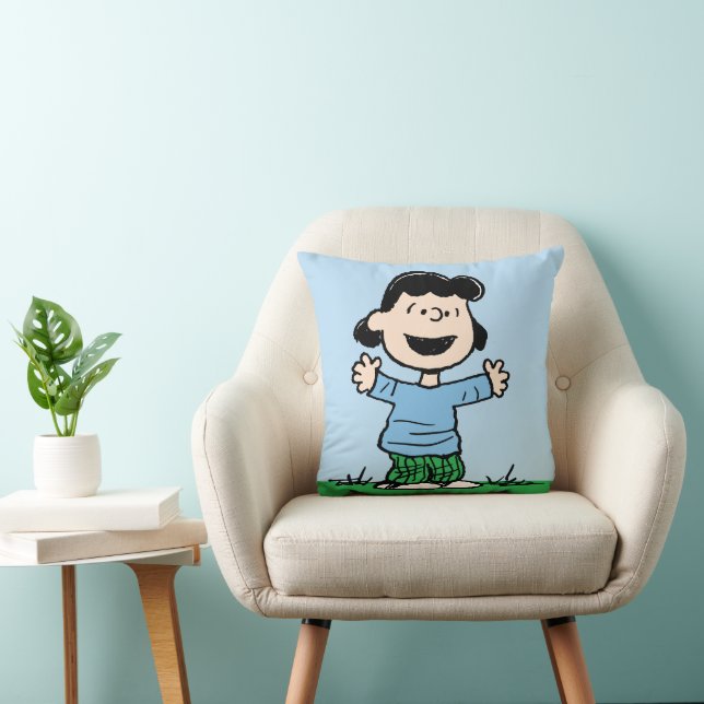 Lucy With Arms Wide Throw Pillow (Chair)