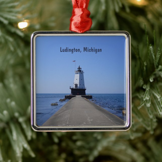 Ludington Lighthouse Metal Ornament (Tree)