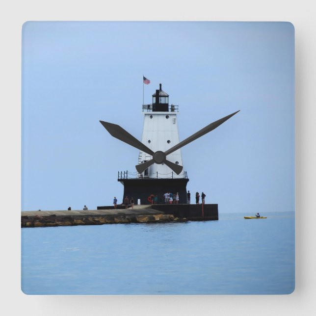 Ludington Municipal Lighthouse Square Wall Clock (Front)