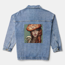 ludique champignon dame bleu denim jean vêtement v